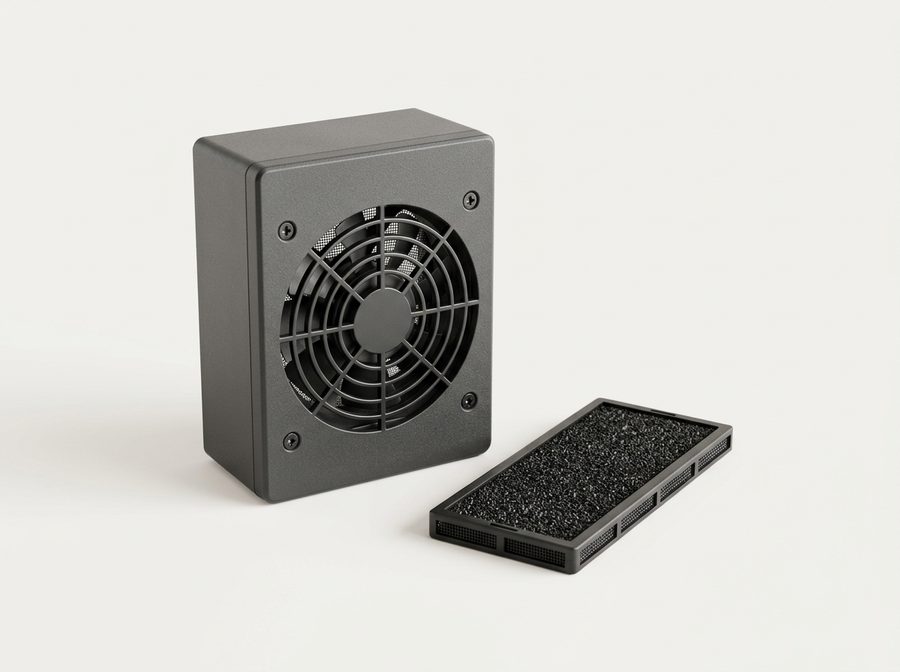 Module de filtration à charbon actif avec ventilateur